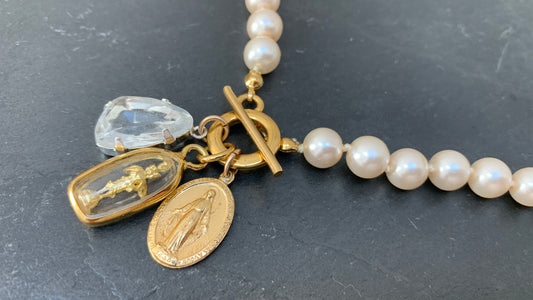Collier perles, Bhrama et Médaille Miraculeuse