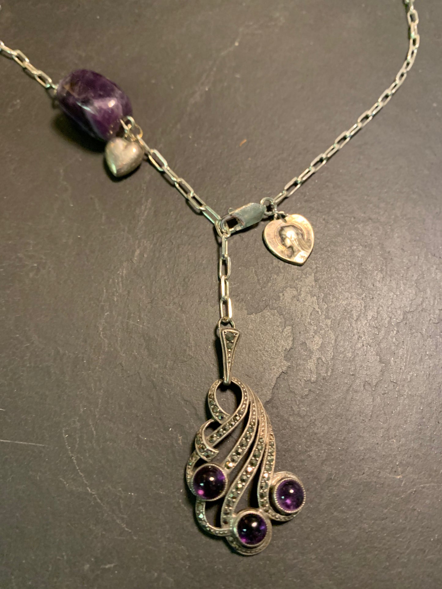 Collier améthystes et cœurs argent - blissparis