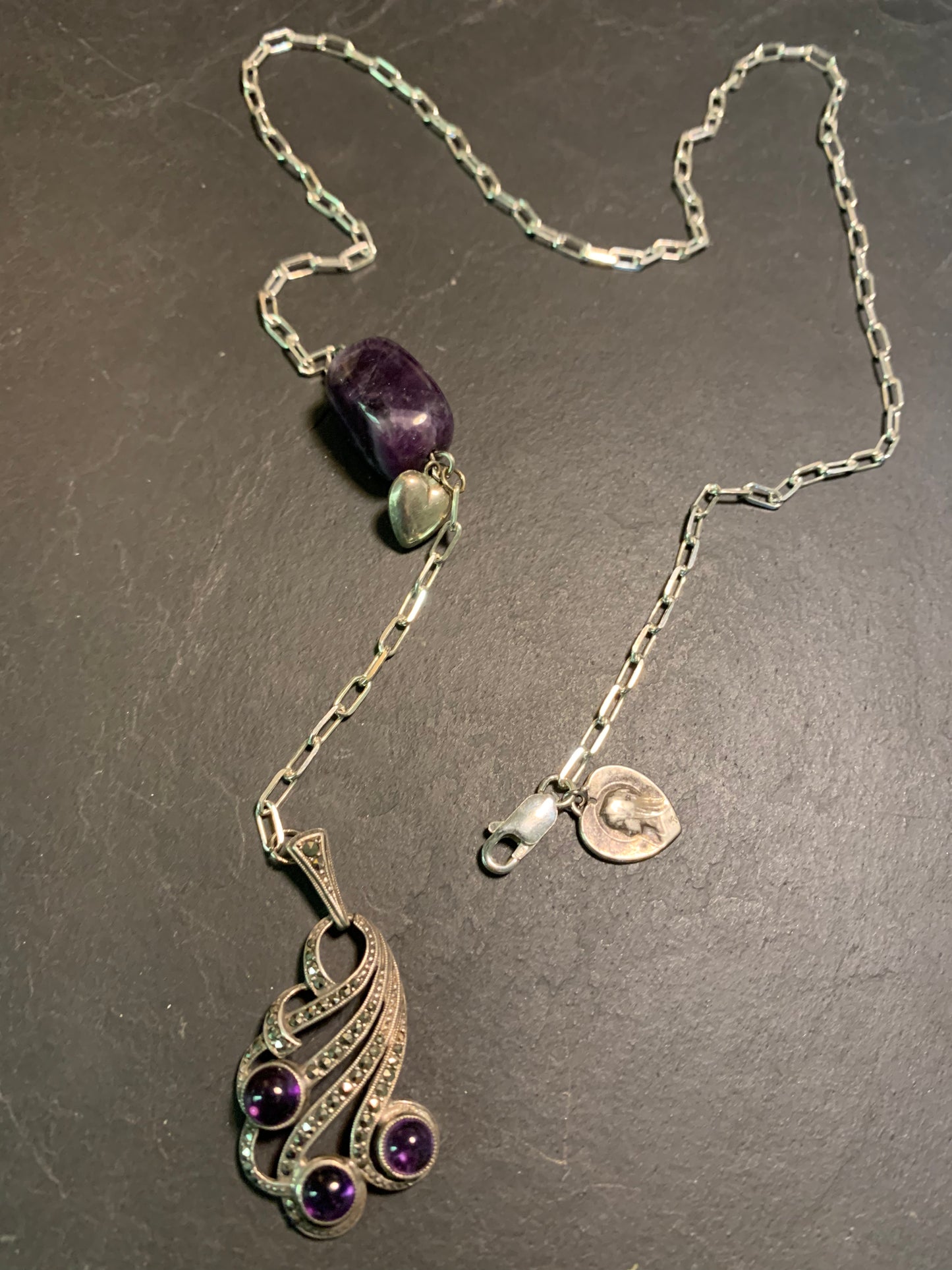 Collier améthystes et cœurs argent - blissparis