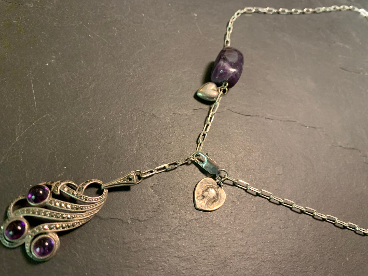 Collier améthystes et cœurs argent - blissparis