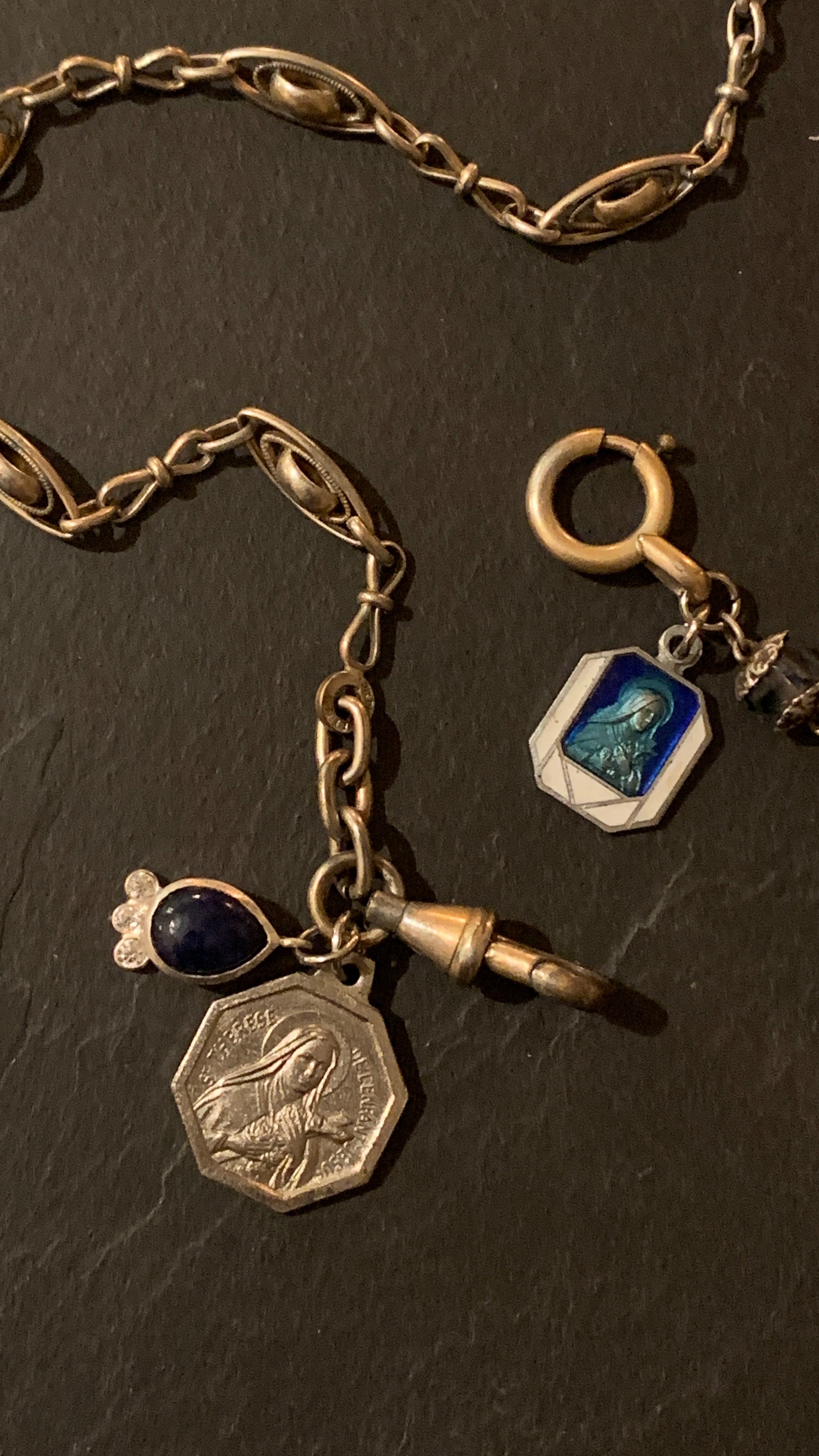 Collier argent, chapelet et médailles saintes - blissparis