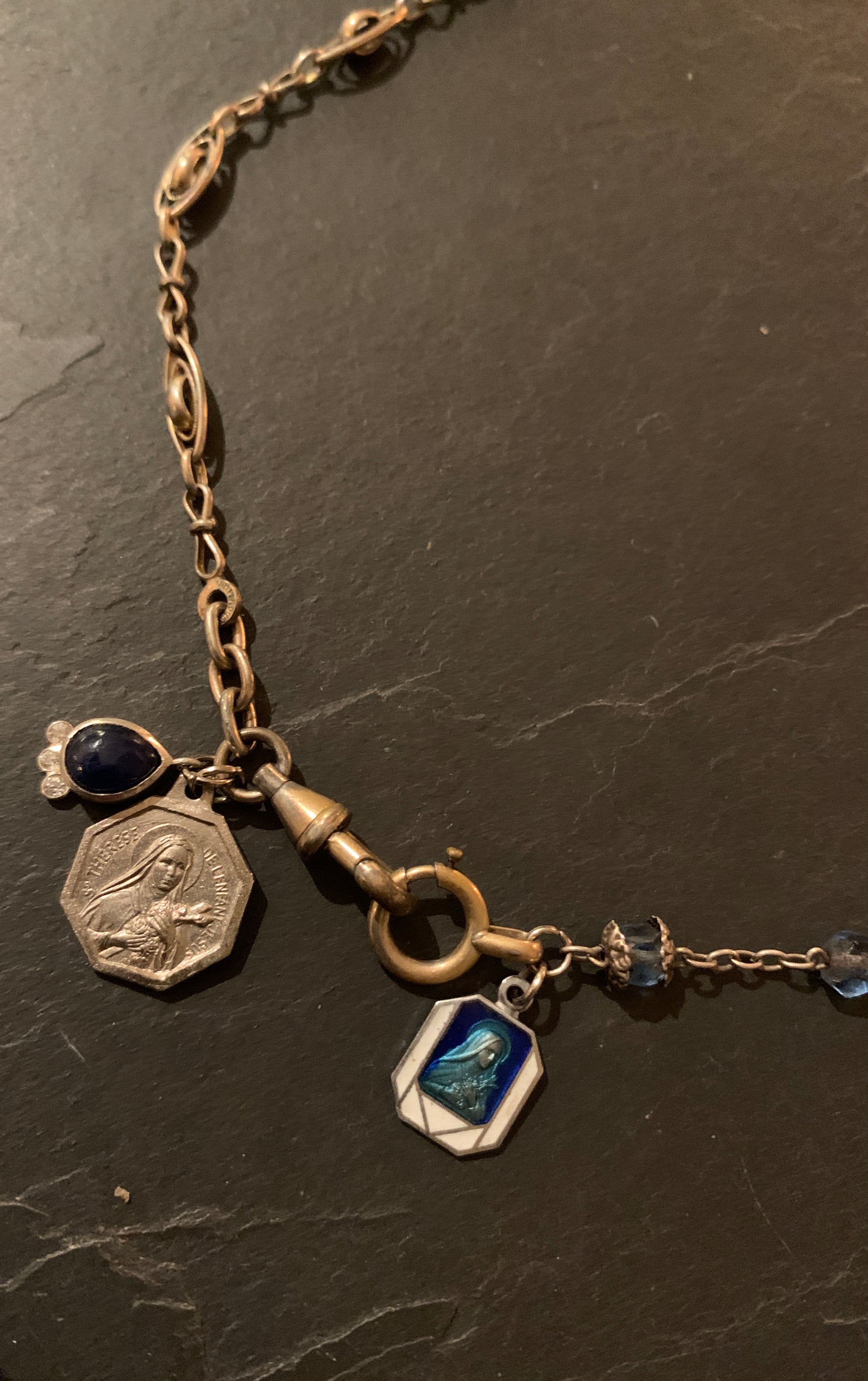 Collier argent, chapelet et médailles saintes - blissparis
