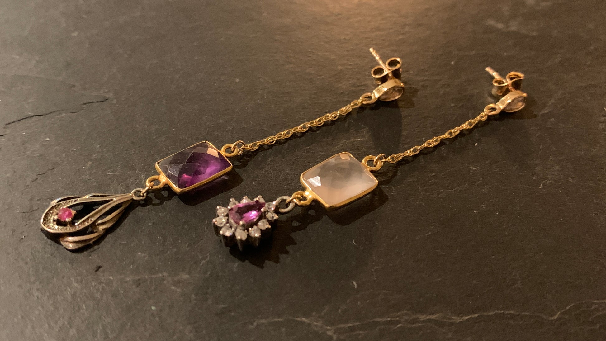 Pendants quartz, améthyste et pendentifs gouttes - blissparis
