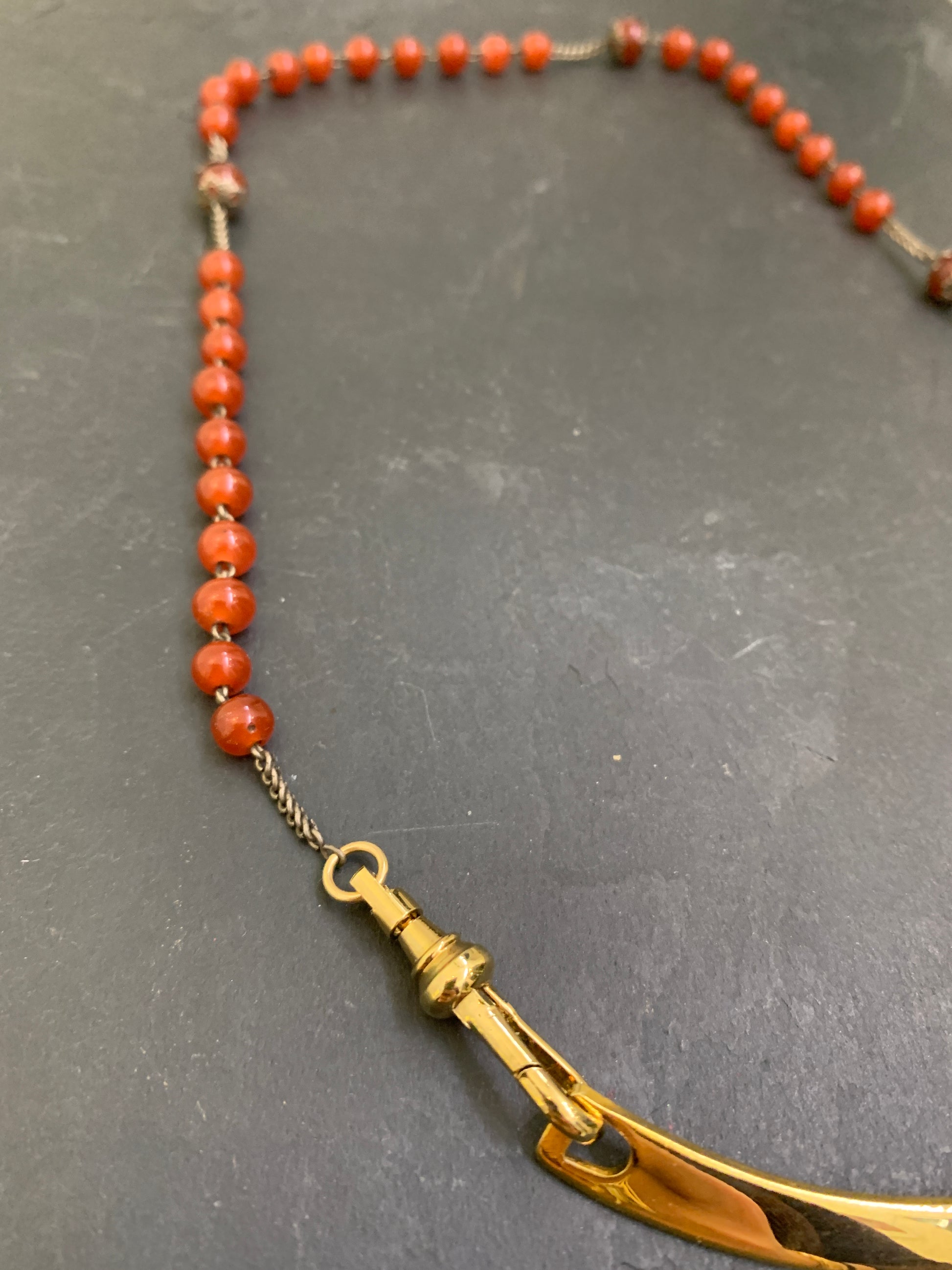Collier chapelet cornaline et plastron - blissparis