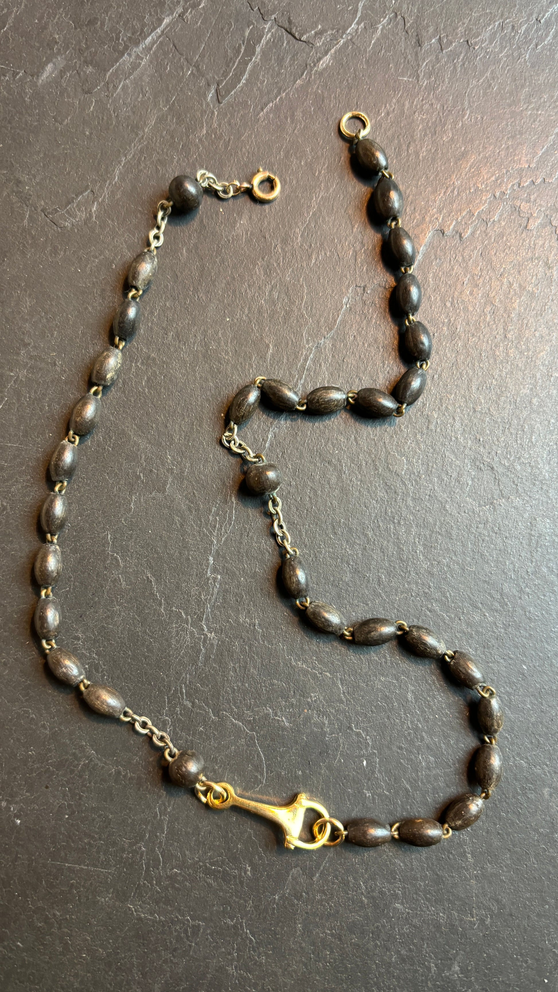 Collier chapelet d’Olivier noirci - blissparis