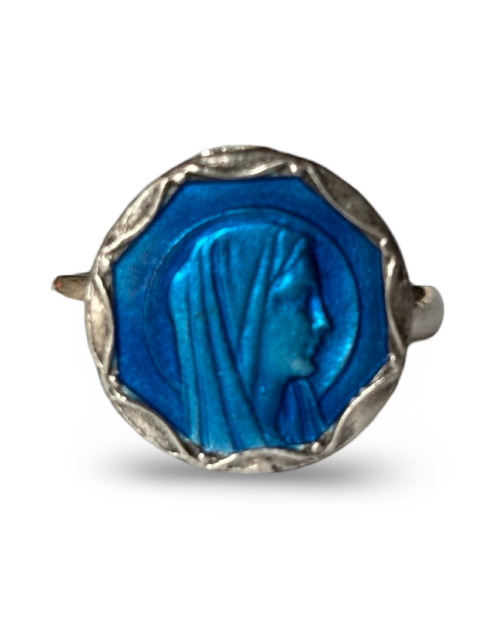 Bague upcyclee Vierge au Voile sur argent - blissparis