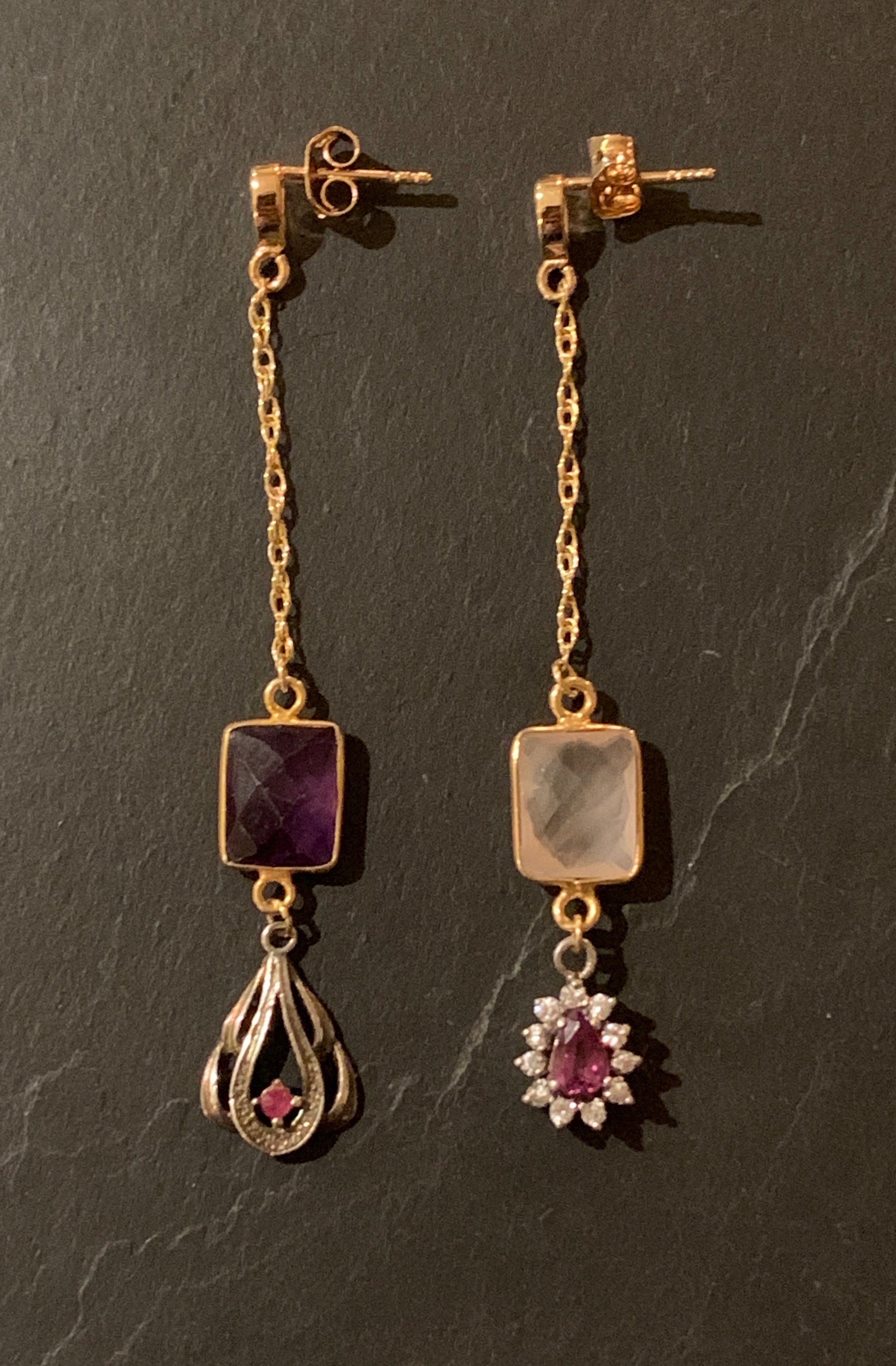 Pendants quartz, améthyste et pendentifs gouttes - blissparis