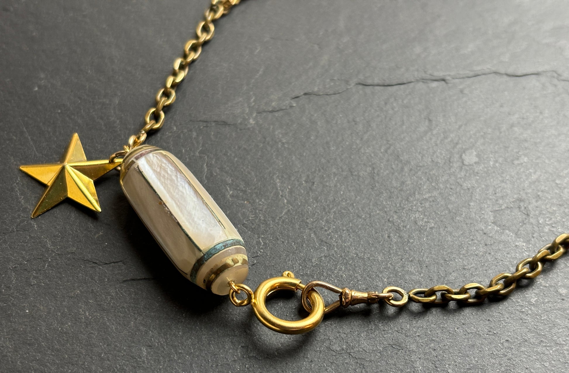 Collier chaîne de montre, étoile et nacre - blissparis