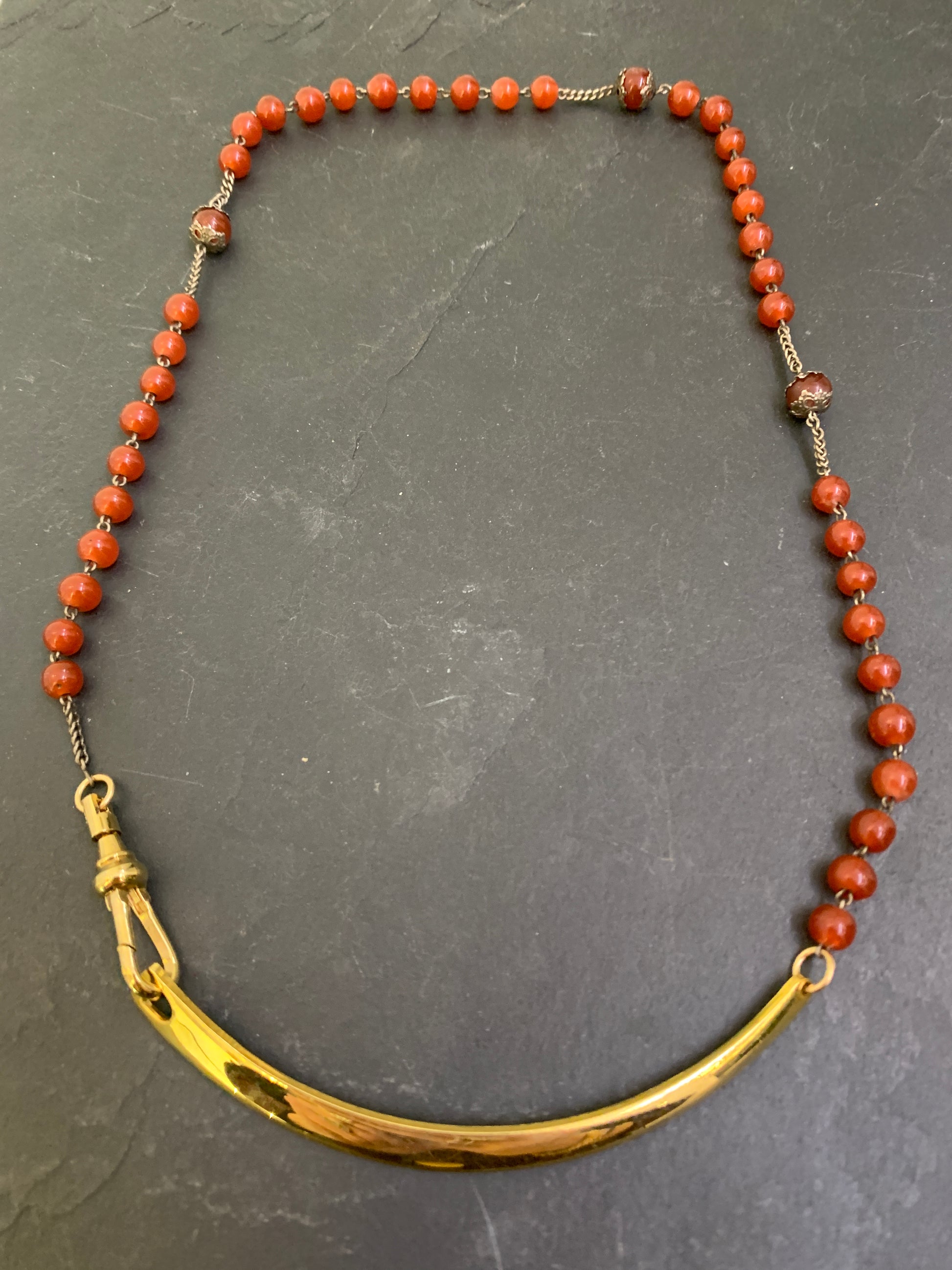 Collier chapelet cornaline et plastron - blissparis