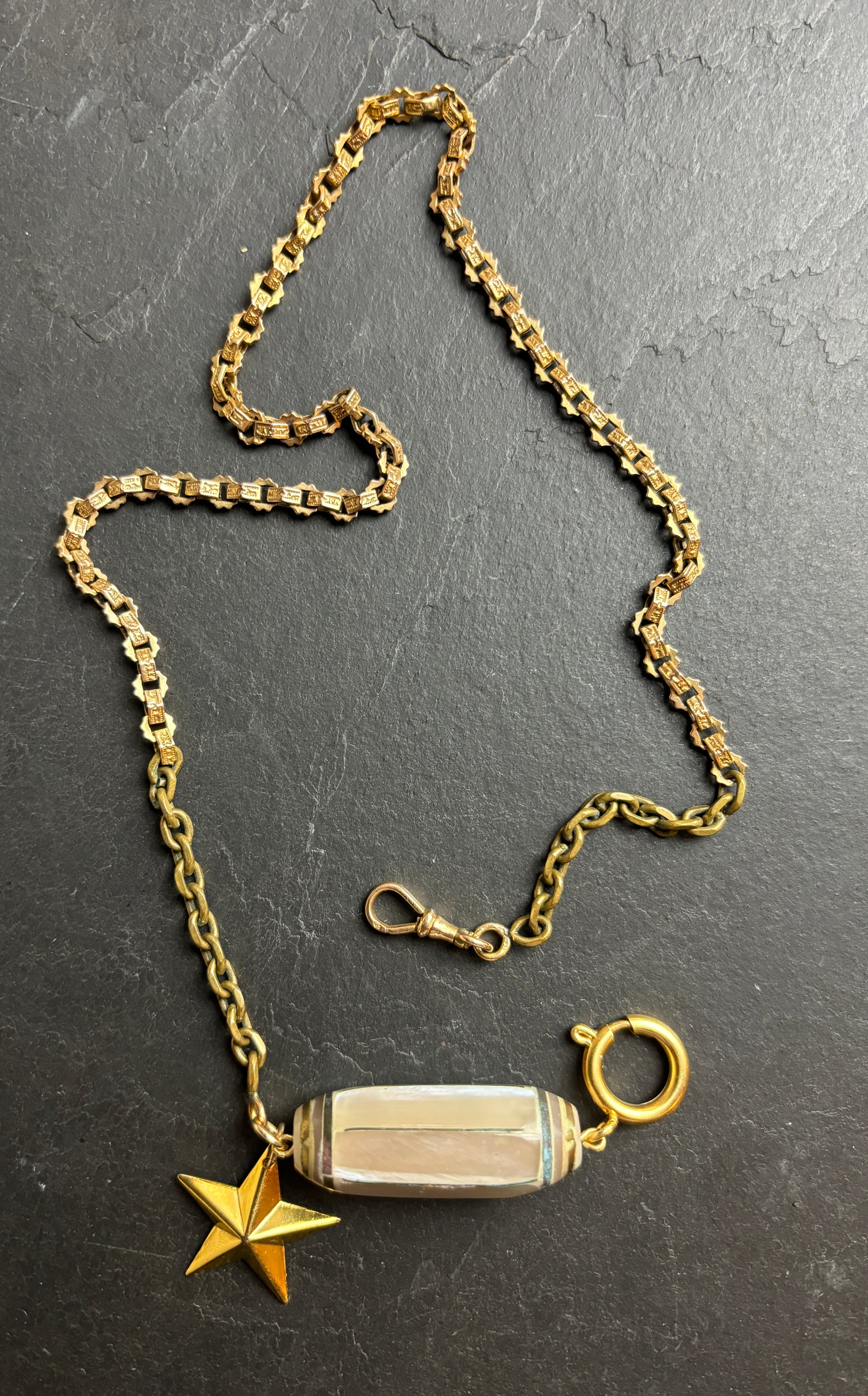 Collier chaîne de montre, étoile et nacre - blissparis