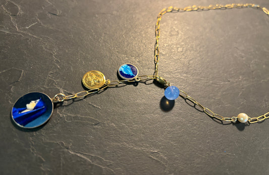 Collier lasso médaille émaillée de la Vierge - blissparis