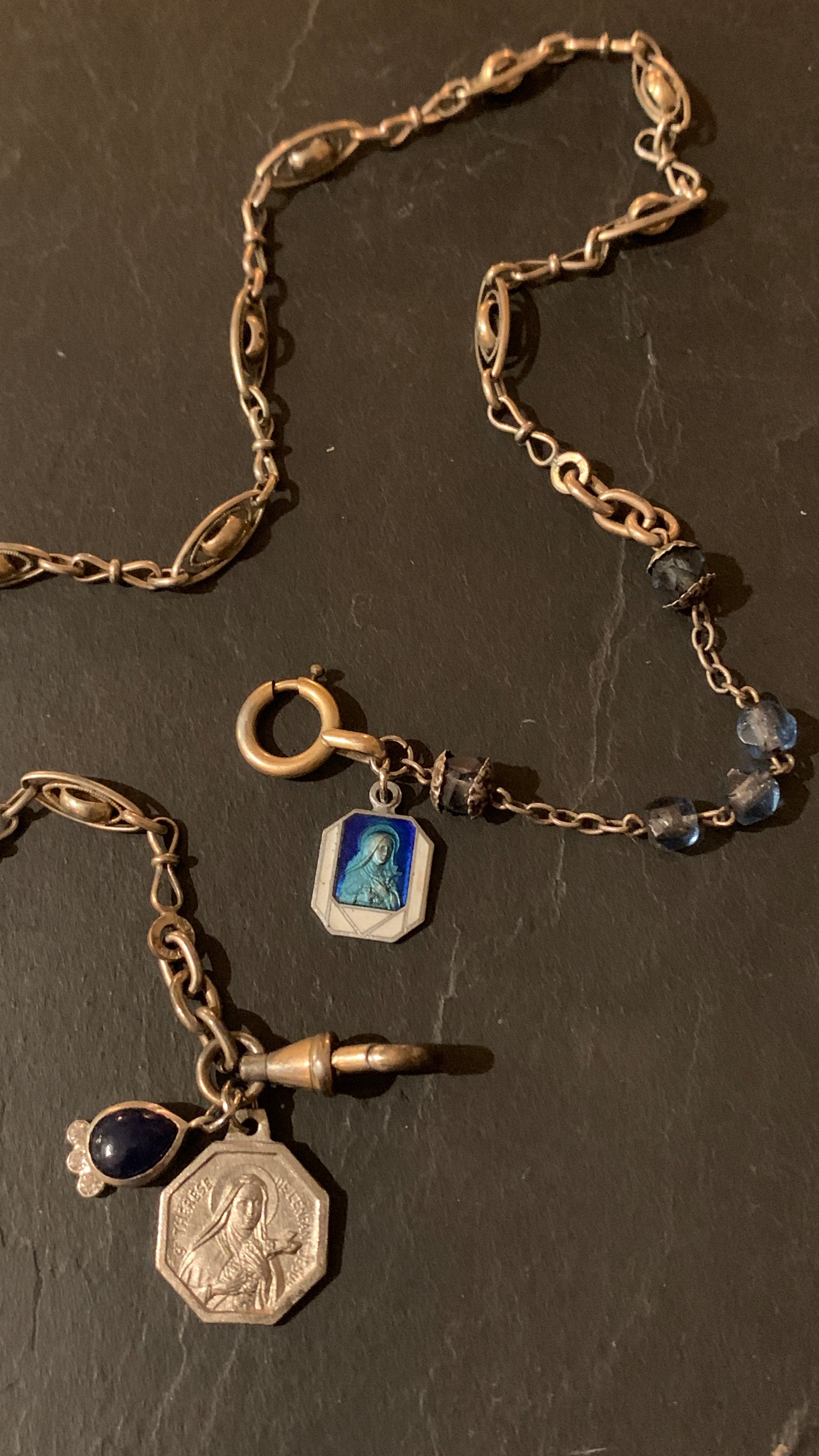 Collier argent, chapelet et médailles saintes - blissparis