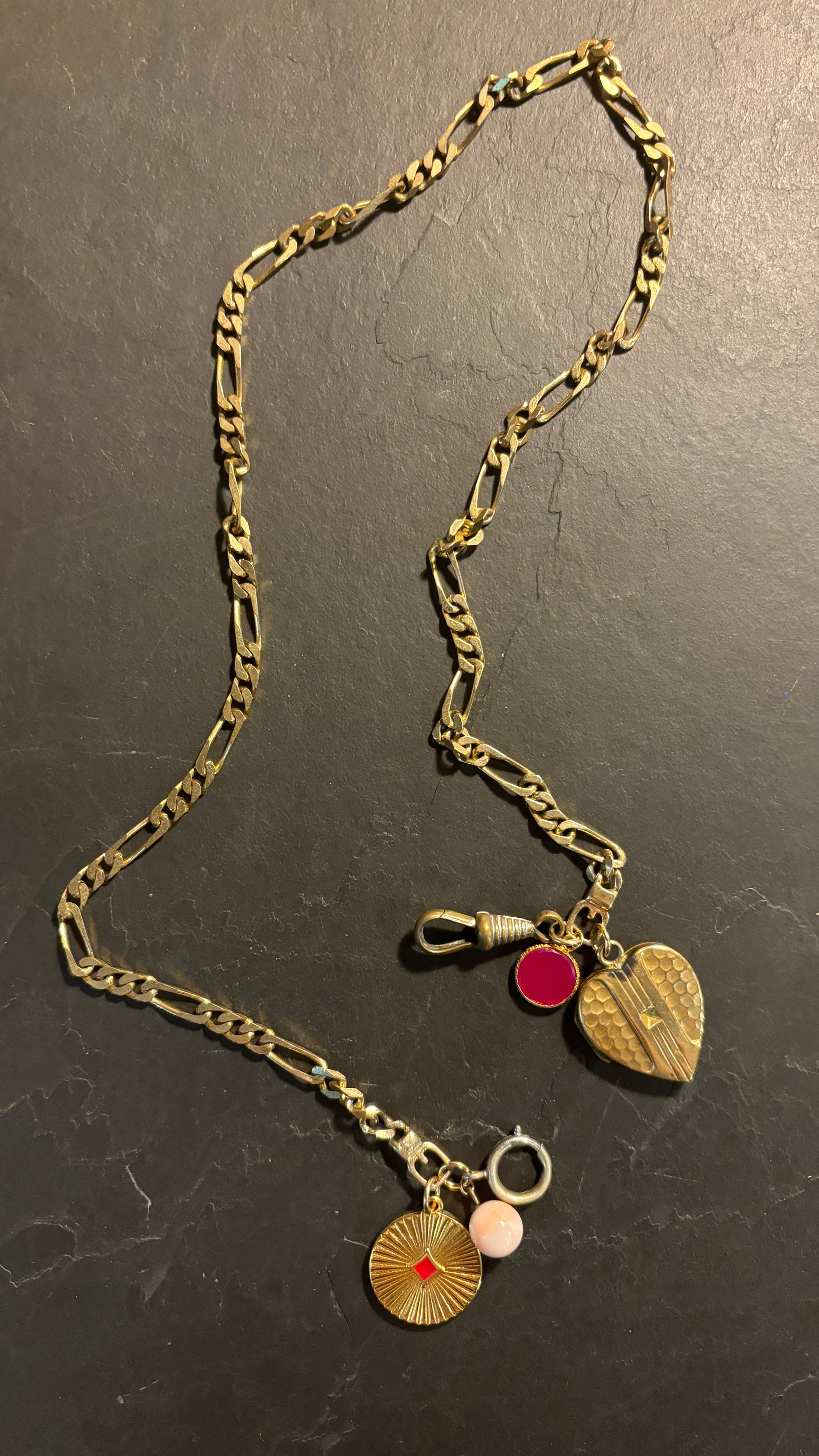 Collier gourmette, cœur à secret et agate rose - blissparis
