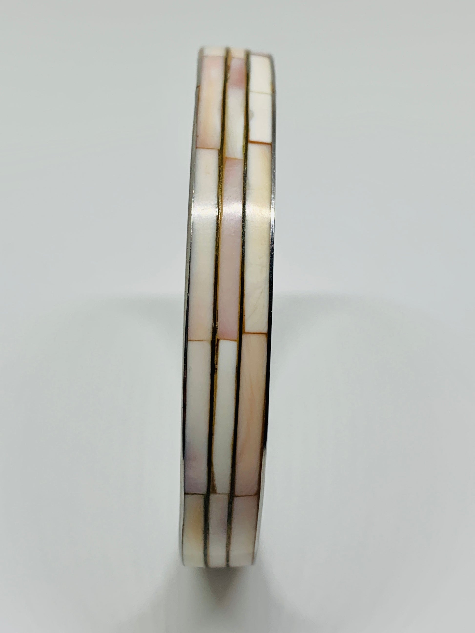 Jonc argent en nacre sertie Vintage 70’s - blissparis